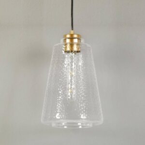 LNC Modern 1-Light Satin Gold Bell Pendant Light Hammered Glass Shade 60W