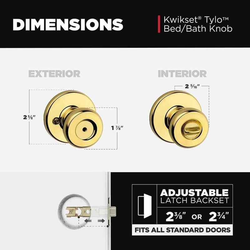 Kwikset Tylo Polished Brass Bed/Bath Door Knob with Lock Microban Technology - Image 10