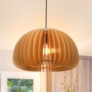 LWYTJO 60-Watt 1-Light Brown Large Sized Pendant Light with Pumpkin Shape
