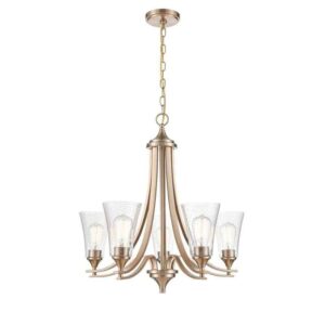 Millennium Lighting Natalie 27.75" 5-Light Modern Gold Chandelier Clear Seeded