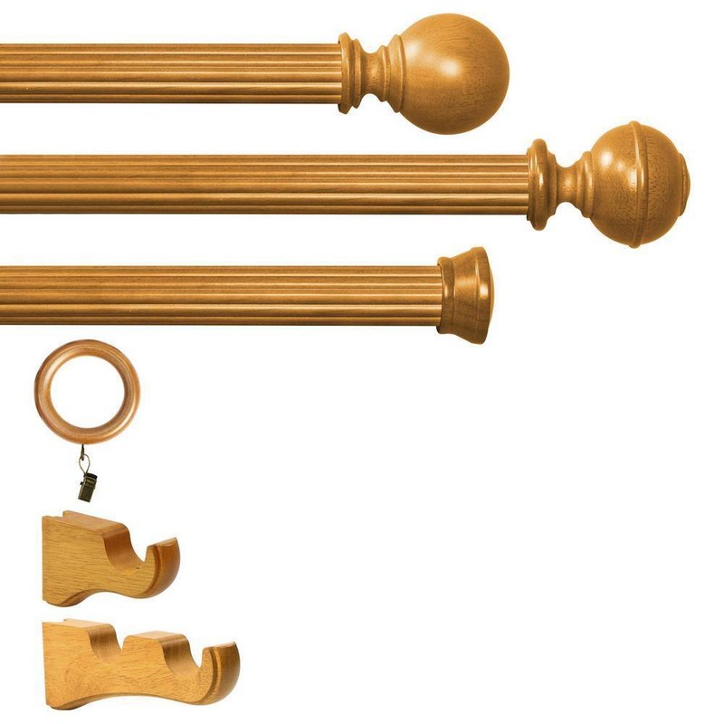 Lumi Mix And Match Heritage Oak Wood Curtain Rod Finial (Set of 2) - Image 5