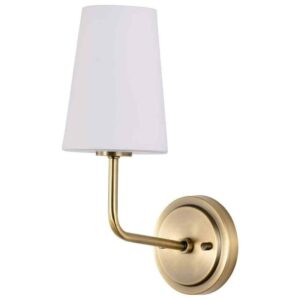 SATCO Cordello 5" 1-Light Wall Sconce, Vintage Brass, Etched White Opal Glass