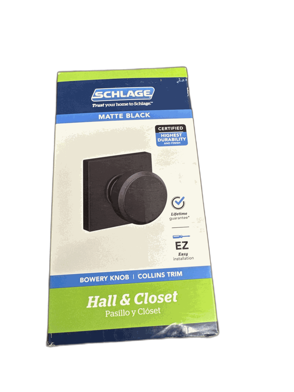 Schlage Bowery Matte Black Passage Hall/Closet Door Knob with Collins Trim - Image 9