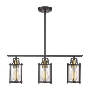 JAZAVA Modern 3-Light Black and Gold Kitchen Island Pendant Lighting Chandelier
