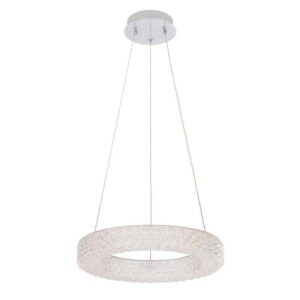 HDC Wesley Park 100W LED Chrome Pendant Light w/ Clear Acrylic Ring Shade