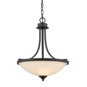 Z-Lite Barr 3-Light Bronze Pendant with Matte Opal Glass