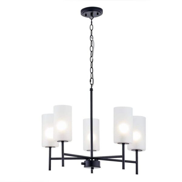 Home Decorators Collection 5 Light Matte Black Finish Chandelier w/Glass Shades