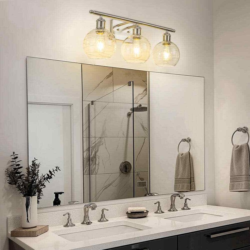YANSUN 23" 3-Light Brushed Nickel Wall Sconce w/Clear Globe Shades Vanity Light - Image 2
