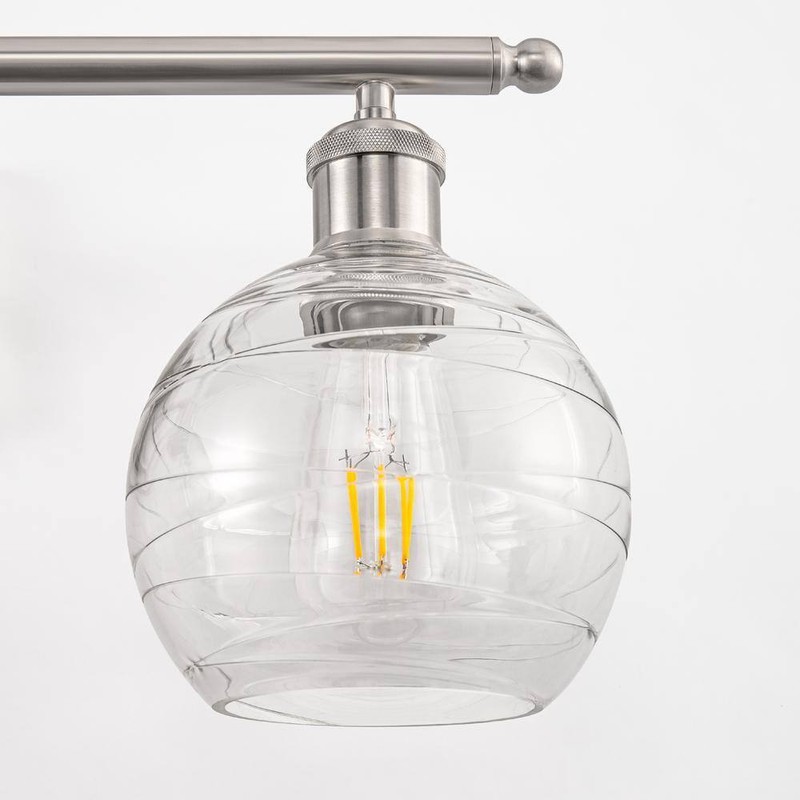 YANSUN 23" 3-Light Brushed Nickel Wall Sconce w/Clear Globe Shades Vanity Light - Image 4