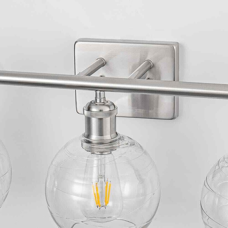 YANSUN 23" 3-Light Brushed Nickel Wall Sconce w/Clear Globe Shades Vanity Light - Image 5