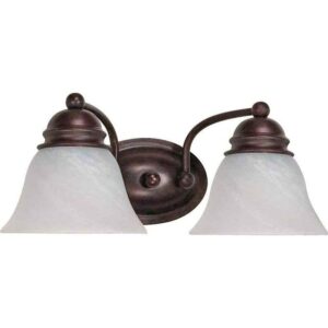 SATCO Empire 15 in. 2-Light Old Bronze Vanity Light with Alabaster Glass Shade