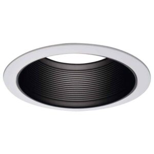 HALO E26 6" Series Black Recessed Ceiling Light Trim w/Tapered Baffle&White Ring