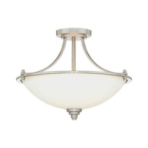 Millennium Lighting 3-Light Satin Nickel Semi Flush Mount w/Etched White Glass