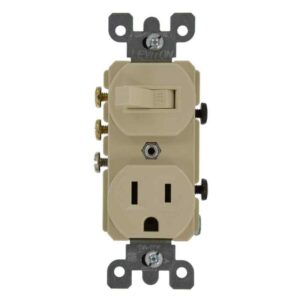 Leviton 15A Commercial 3-Way Toggle Switch and Receptacle, Ivory 5245-I