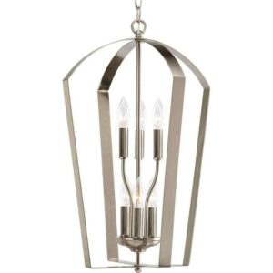 Progress Lighting Gather Collection 6-Light Brushed Nickel Foyer Pendant
