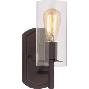 Volume Lighting Regina 1-Light 4.25" Antique Bronze Wall Sconce w/ Clear Glass