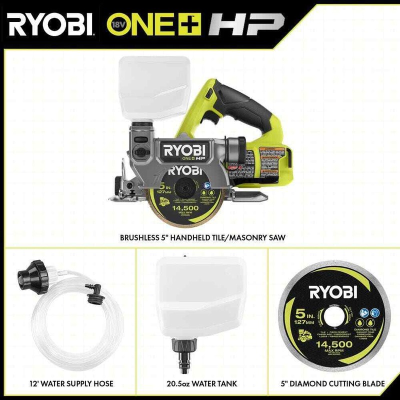 RYOBI ONE+ HP 18V Cordless Handheld Wet/Dry Masonry Tile Saw (Tool Only) - Image 2