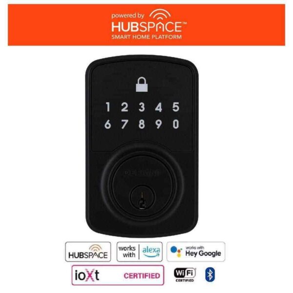 Defiant Square Compact Matte Black Electronic Single Cylinder Deadbolt Wi-Fi