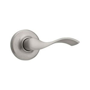Kwikset Balboa Satin Nickel Passage Door Handle for Hall or Closet featuring