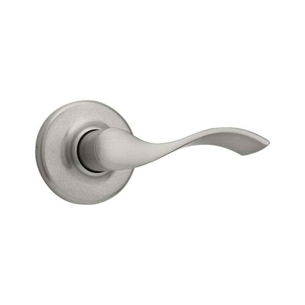 Kwikset Balboa Satin Nickel Passage Door Handle for Hall or Closet featuring