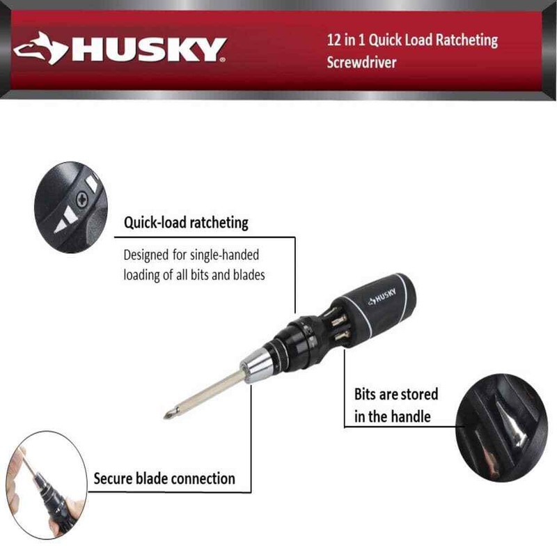 Husky 12 in 1 Quick Load Ratcheting Screwdriver - Image 2