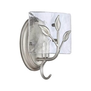 Golden Lighting Calla 1-Light Vanity Light Peruvian Silver with Water Glass