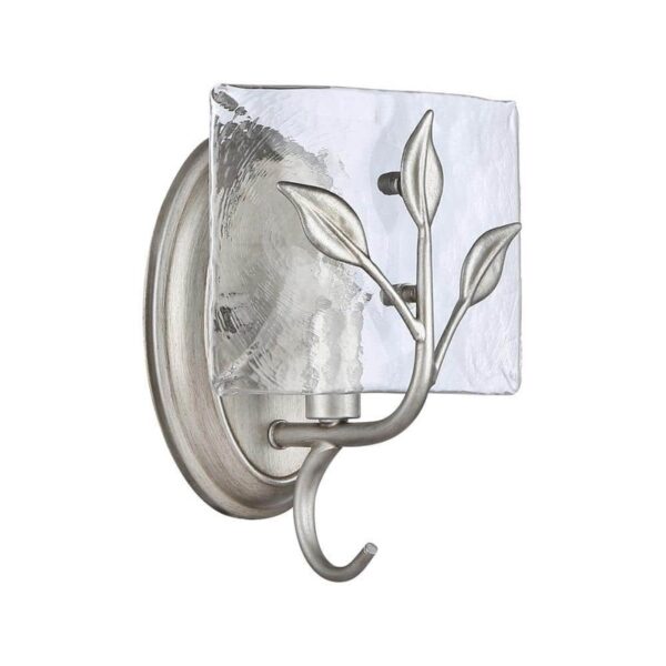 Golden Lighting Calla 1-Light Vanity Light Peruvian Silver with Water Glass