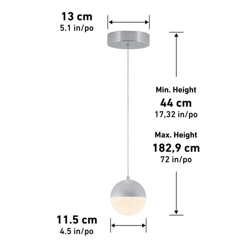 Artika Sparkle 7W 1-Light Glam Chrome Integrated LED Pendant Light Fixture - Image 3