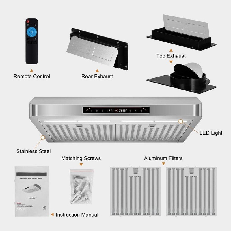 Tylza 30 in 900 CFM Ducted Under Cabinet Range Hood Stainless Steel - Image 3