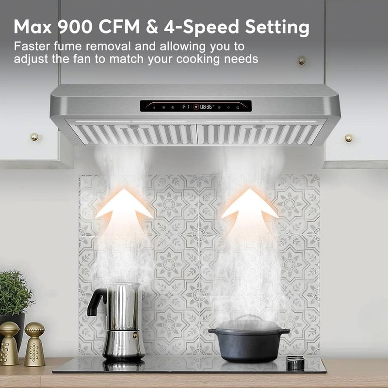 Tylza 30 in 900 CFM Ducted Under Cabinet Range Hood Stainless Steel - Image 7