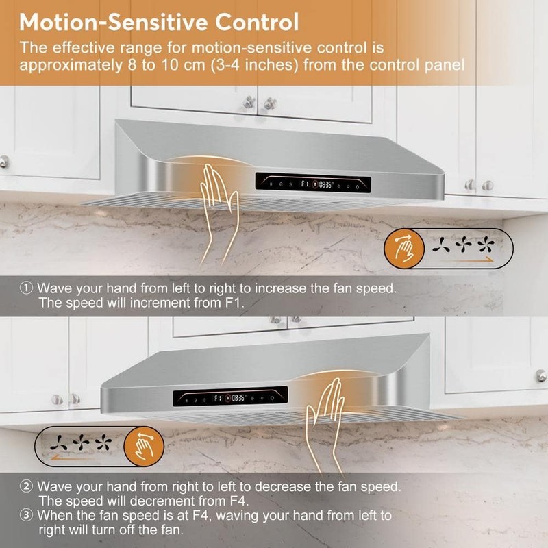 Tylza 30 in 900 CFM Ducted Under Cabinet Range Hood Stainless Steel - Image 8