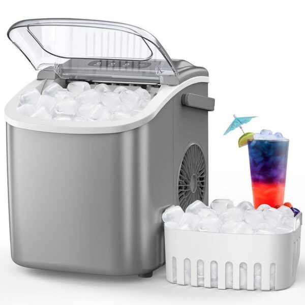 COWSAR 8.7" W 26 lbs. Per Day Bullet Ice Portable Counter Top Ice Maker in Grey