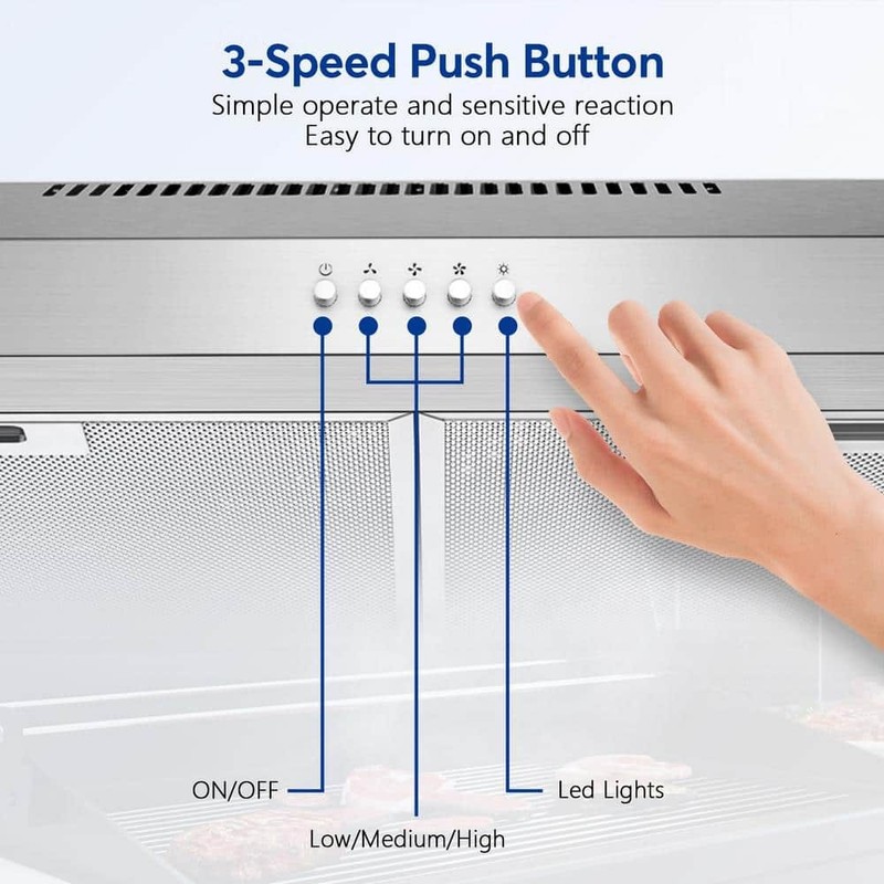 Velivi 30 in. 600 CFM Convertible Ductless Under Cabinet Range Hood With 3 Speed - Image 5
