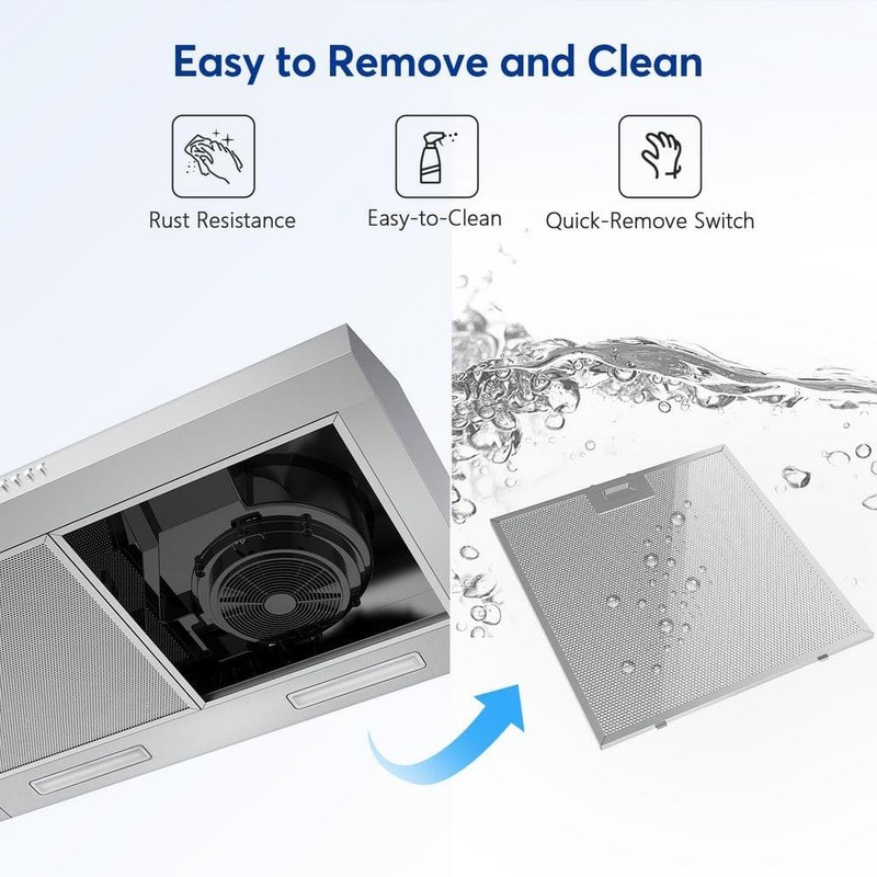 Velivi 30 in. 600 CFM Convertible Ductless Under Cabinet Range Hood With 3 Speed - Image 6