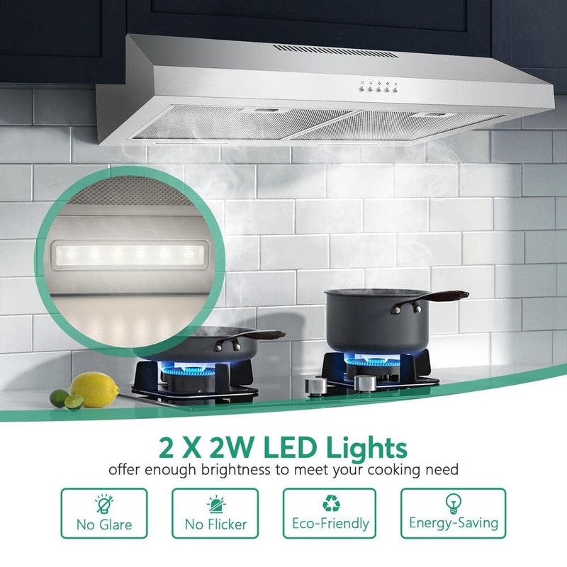Velivi 30 in. 600 CFM Convertible Ductless Under Cabinet Range Hood With 3 Speed - Image 8