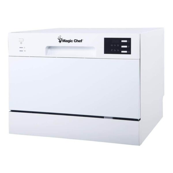 Magic Chef 21 in Electric Countertop Dishwasher White 6 Place Settings 120V