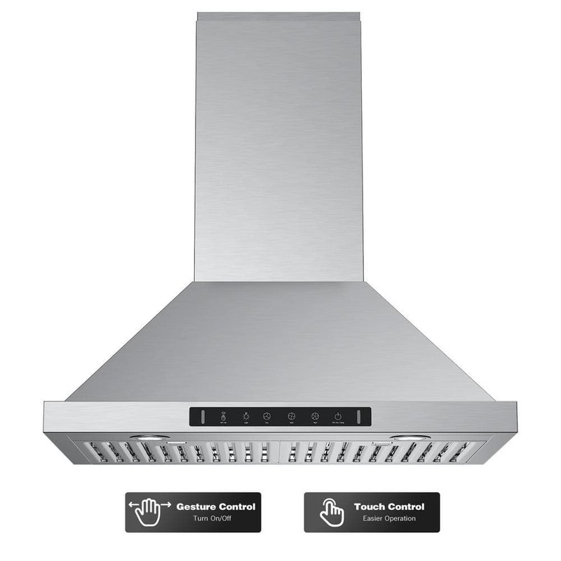 VIKIO 30 in. 900CFM Ducted Wall Mount w/LED Light Range Hood in Stainless Steel