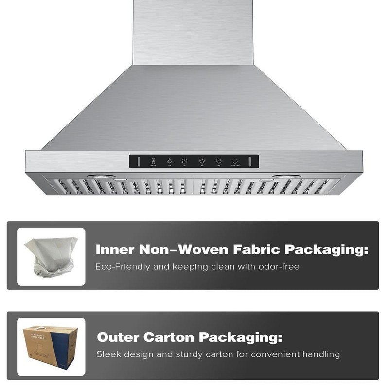 VIKIO 30 in. 900CFM Ducted Wall Mount w/LED Light Range Hood in Stainless Steel - Image 9