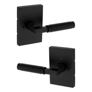 Kwikset Prava Matte Black Bed/Bath Reversible Door Handle