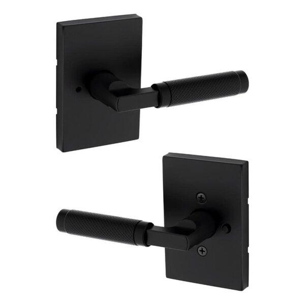 Kwikset Prava Matte Black Bed/Bath Reversible Door Handle