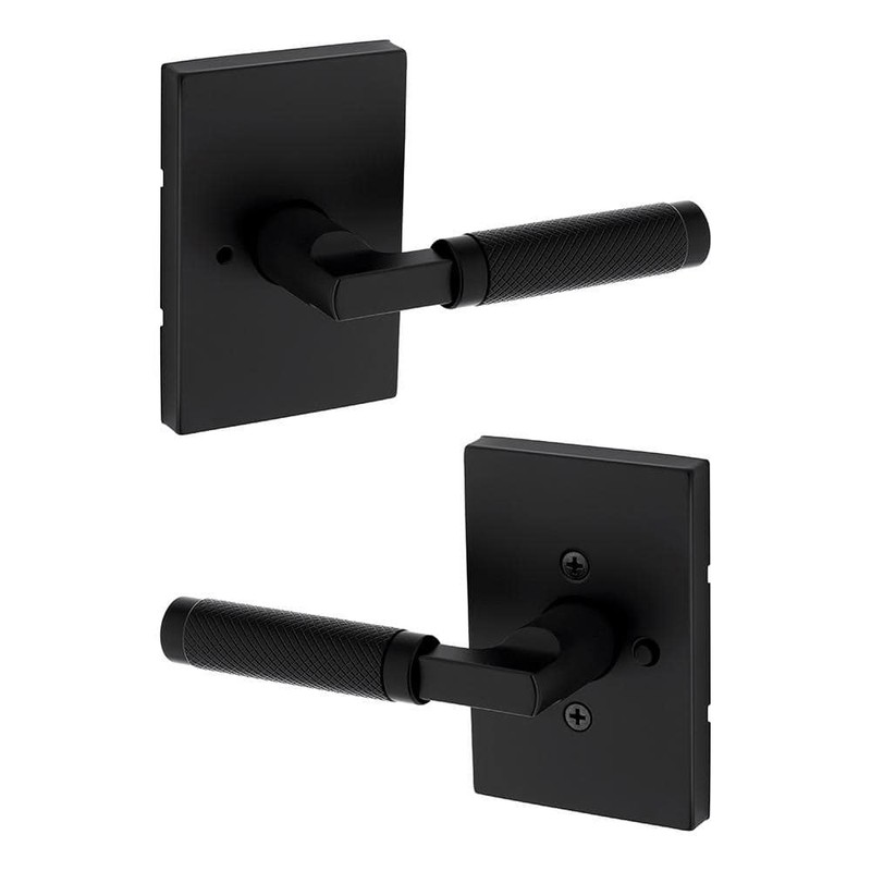 Kwikset Prava Matte Black Bed/Bath Reversible Door Handle