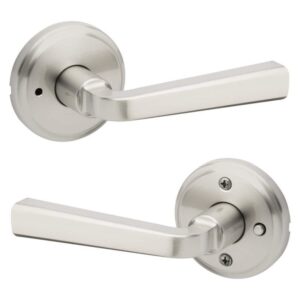 Kwikset Trafford Satin Nickel Reversible Round Straight Bed/Bath Door Handle