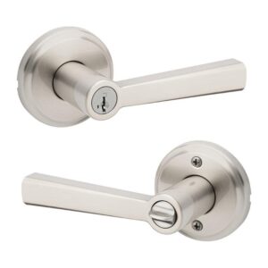 Kwikset Trafford Satin Nickel Keyed Entry Door Handle Reversible SmartKey