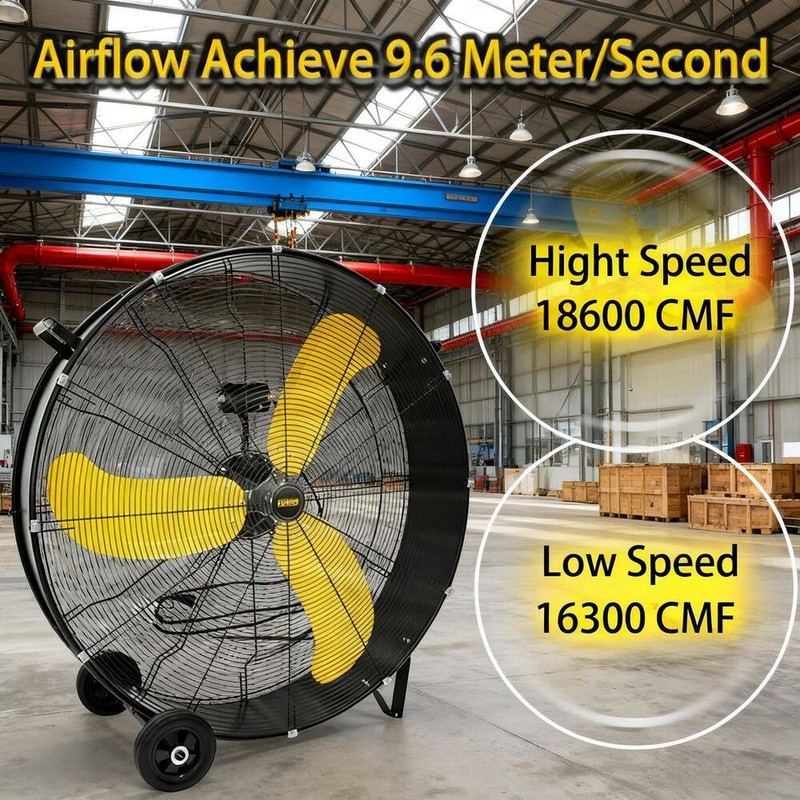 Atemomen 36 in Industrial Drum Fan 18600 CFM 2 Speed Heavy Duty Black - Image 5