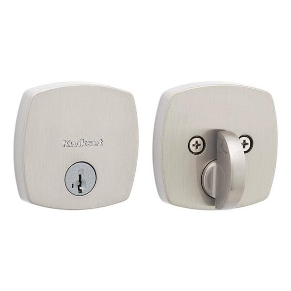 Kwikset Midtown Satin Nickel Single Cylinder Deadbolt SmartKey Modern Rose