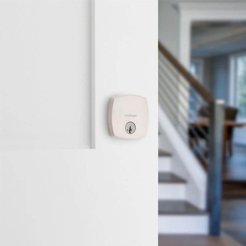 Kwikset Midtown Satin Nickel Single Cylinder Deadbolt SmartKey Modern Rose - Image 2