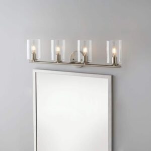 Hampton Bay Champlain 31.5" 4-Light Brushed Nickel Bathroom Vanity Light w/Glass
