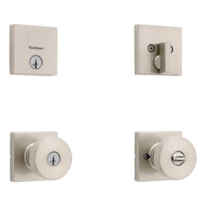 Kwikset Pismo Keyed Entry Knob Single Cylinder Deadbolt Satin Nickel SmartKey