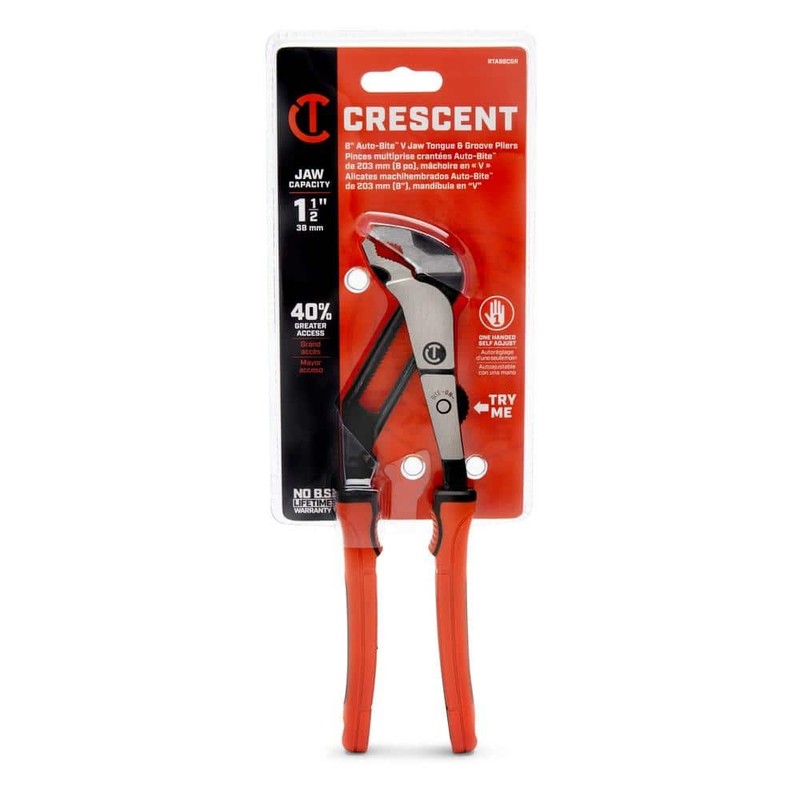 Crescent 8 in. Z2 Auto-Bite V-Jaw Tongue & Groove Pliers with Dual Material Grip - Image 9