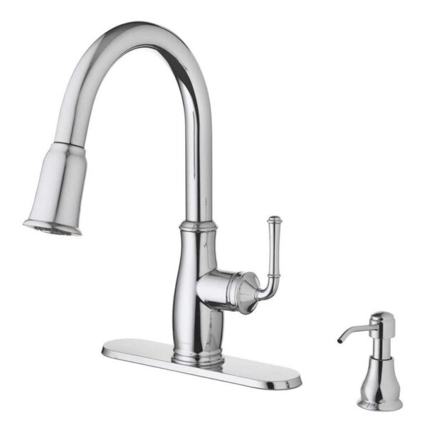 Glacier Bay Kagan Chrome 15 in. H Pull Down Sprayer Kitchen Faucet with 360